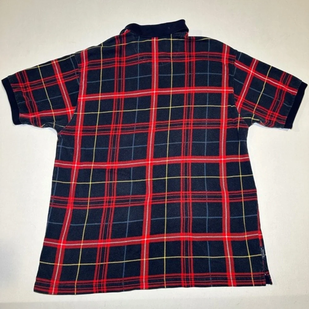 Vtg Chaps Ralph Lauren Polo Shirt Mens XL Red‎ Tartan Plaid Collared 90s Golf